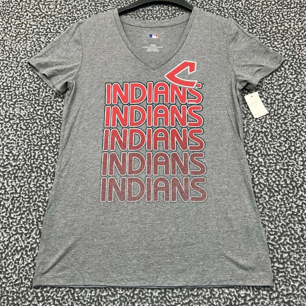 Cleveland Indians Guardians Shirt Women Medium Gray MLB Short Sleeve New M